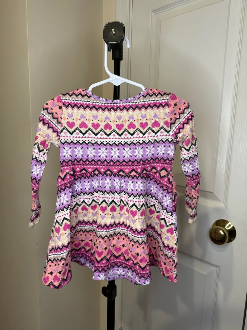 The Children's Place Pink & Purple Fair Isle Knit Dress Top